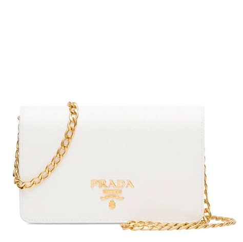 prada white gold chain purse